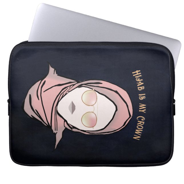 Hijab ist meine Krone Illustration Black Brown Gol Laptopschutzhülle (Vorderseite)
