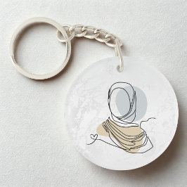 Hijab Line Art Marble Keychain | Acrylic Keychain Schlüsselanhänger
