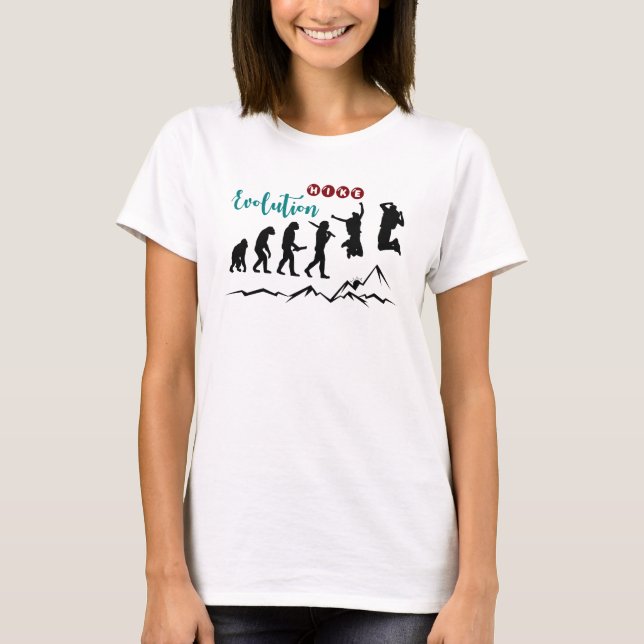 Hike Evolution Wanderung Berge T-Shirt (Vorderseite)