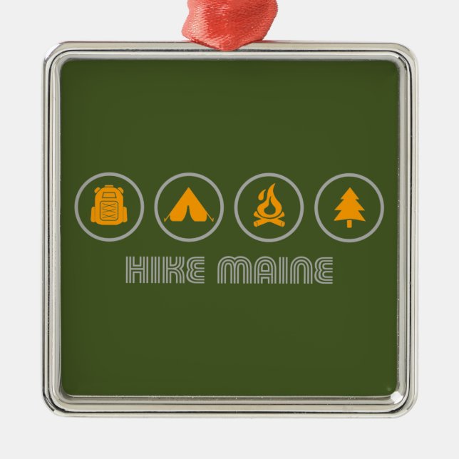 Hike Maine Ornament Aus Metall (Vorne)