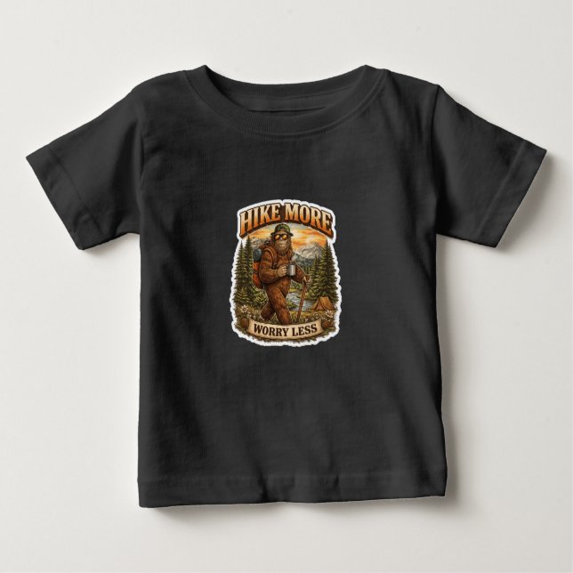 Hike More Worry Less Bigfoot Camping Baby T-shirt (Vorderseite)