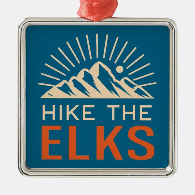Hike The Elk Mountains Sunburst Ornament Aus Metall (Vorne)