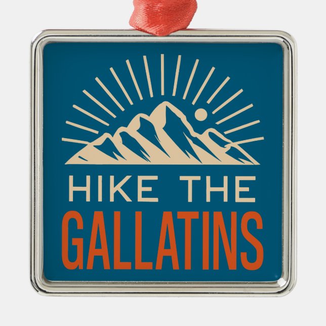 Hike The Gallatin Mountains Sunburst Ornament Aus Metall (Vorne)