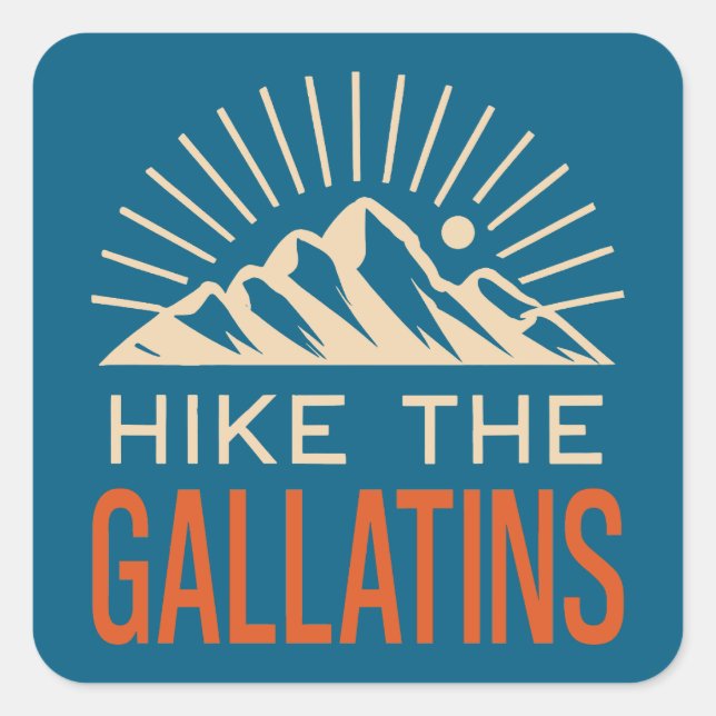 Hike The Gallatin Mountains Sunburst Quadratischer Aufkleber (Vorderseite)