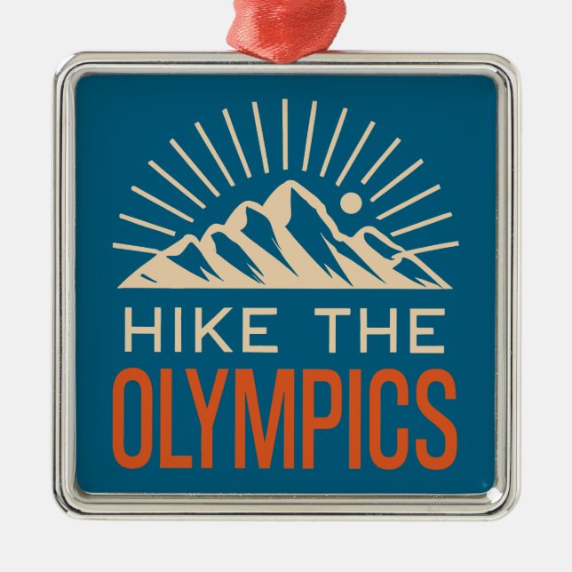 Hike The Olympic Mountains Washington Sunburst Ornament Aus Metall (Vorne)