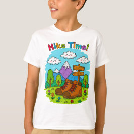 Hike Time Kids Crayon Adventure Art T-Shirt