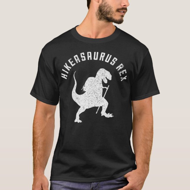 Hikeasaurus Rex Funny Dinosaur T Rex Wandern T-Shirt (Vorderseite)