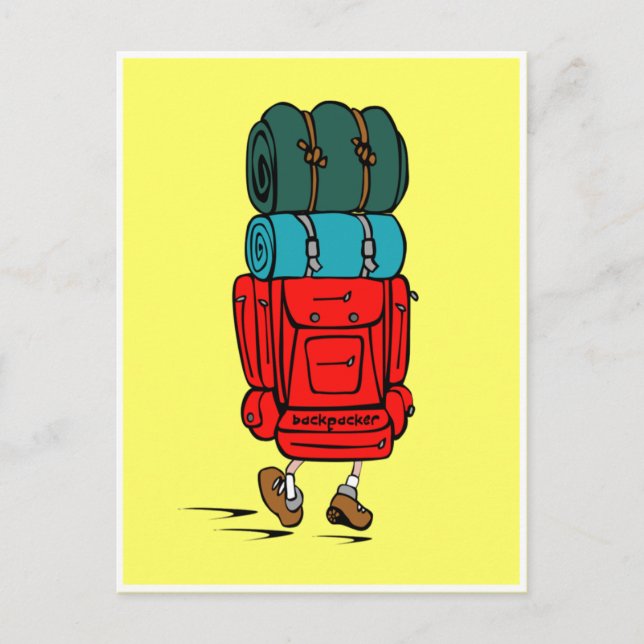 Hiker Backpacker mit riesigem Rucksack Postkarte (Vorderseite)