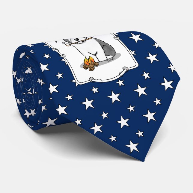 Hiker Camper Old English Sheepdog Hund Grau 1 Krawatte (Gerollt)