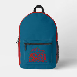 Hiker camping humor blue red bedruckter rucksack