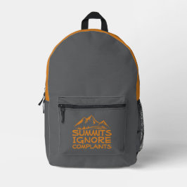 Hiker camping humor gray orange bedruckter rucksack