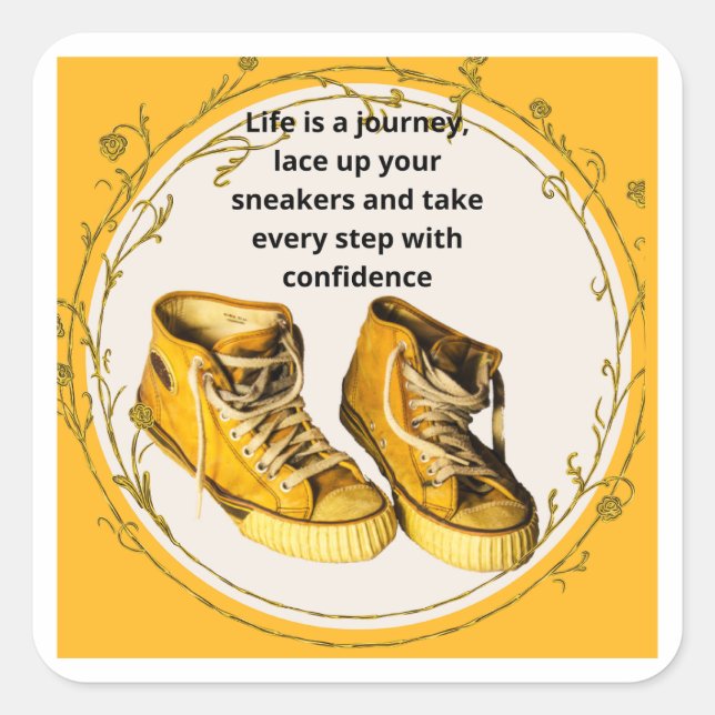 Hiker-Sneakers Quadratischer Aufkleber (Vorderseite)