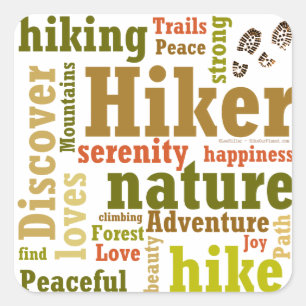 Hiker Wandern Word Cloud Square Sticker