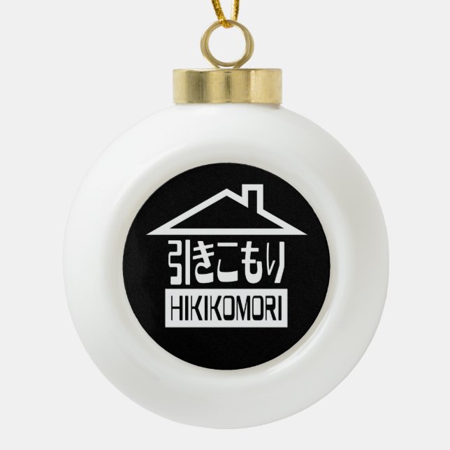 Hikikomori 引 き こ り japanischen Rekruten Keramik Kugel-Ornament (Vorderseite)
