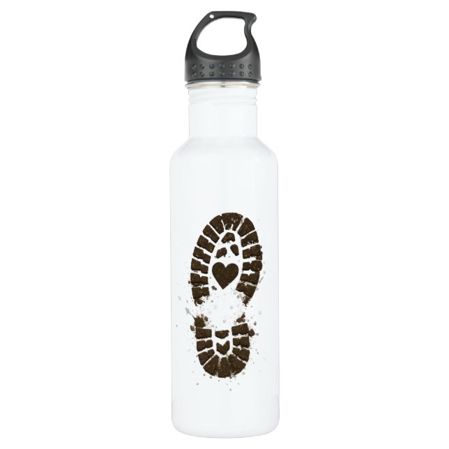 Hiking Boot Mud Print Premium Edelstahlflasche (Vorderseite)