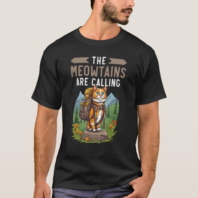 Hiking Cat Hiker Cat Owner Mountain Climbing Kitty T-Shirt (Vorderseite)