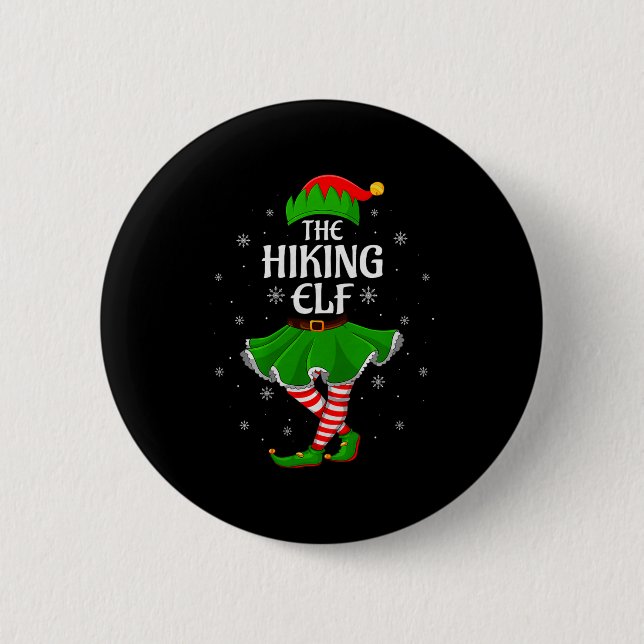 Hiking Elf Christmas Family Girls Women Elf Squad  Button (Vorderseite)