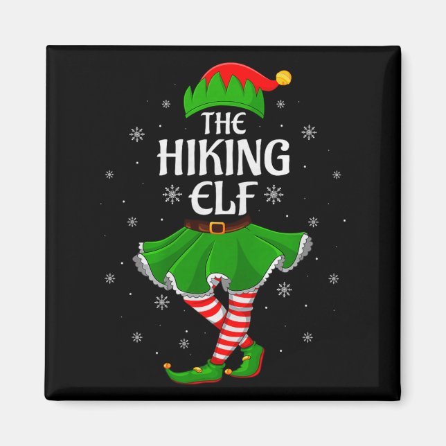 Hiking Elf Christmas Family Girls Women Elf Squad  Magnet (Vorne)