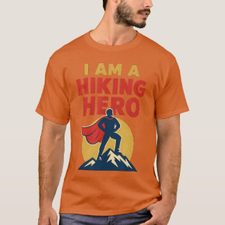 Hiking Hero Comic Mountain Adventure Design funny T-Shirt