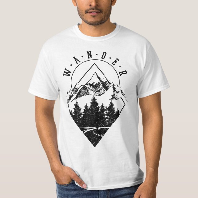 Hiking Wander Mountains Nature Camping Camper Hike T-Shirt (Vorderseite)