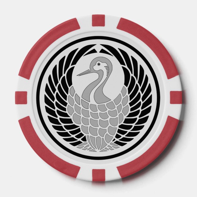 Hikosaburo I Kabuki Wappen Tsuru no Maru Mon Pokerchips (Vorderseite)