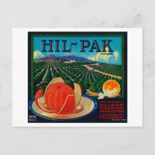 Hil Pak Orange LabelLindsay, CA Postkarte