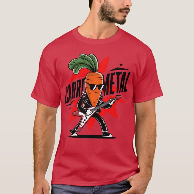 Hilarious Carrot Metal Rock On withhis Metalhe fri T-Shirt (Vorderseite)