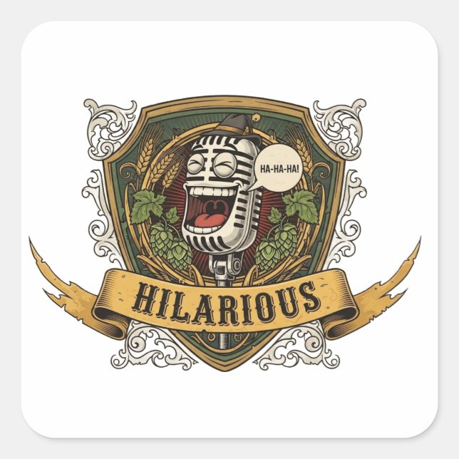 Hilarious Comedy T-Shirt Quadratischer Aufkleber (Vorderseite)