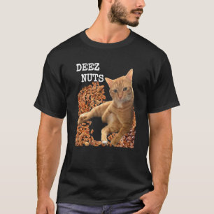 Hilarious DEEZ NUTS-Witz mit süßer Katze und Pekan T-Shirt