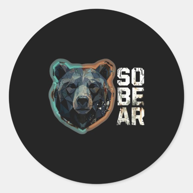 Hilarious Pun Sober Bear SoBear Recovery Sobriety Runder Aufkleber (Vorderseite)