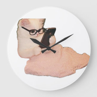 Hilarious Tech-Savvy Cat Decorative Wall Clock Große Wanduhr