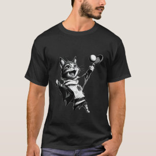 Hilarische Katze spielt Tischtennis für Tier Sport T-Shirt