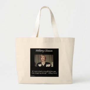 Hilary Clinton Hairstyles & Headlines Quote Jumbo Stoffbeutel