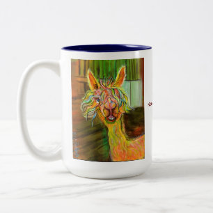 Hilda-Alpaka mit der Geschichten-Tasse Zweifarbige Tasse