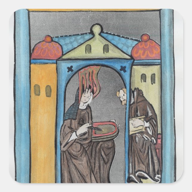 Hildegard von Bingen Quadratischer Aufkleber (Vorderseite)