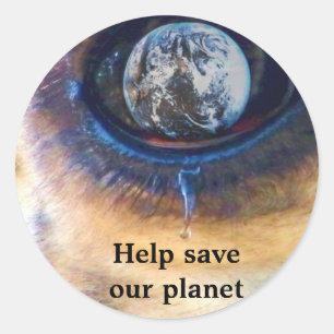 Hilfe beim rett unseres Planeten/ Earth Day_Sticke Runder Aufkleber