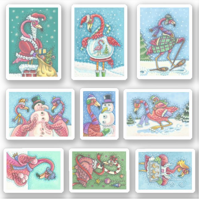 HILFE-FUNNY-PINK-FLAMINGO-CHRISTMAS-STICKER AUFKLEBER (Vorderseite)