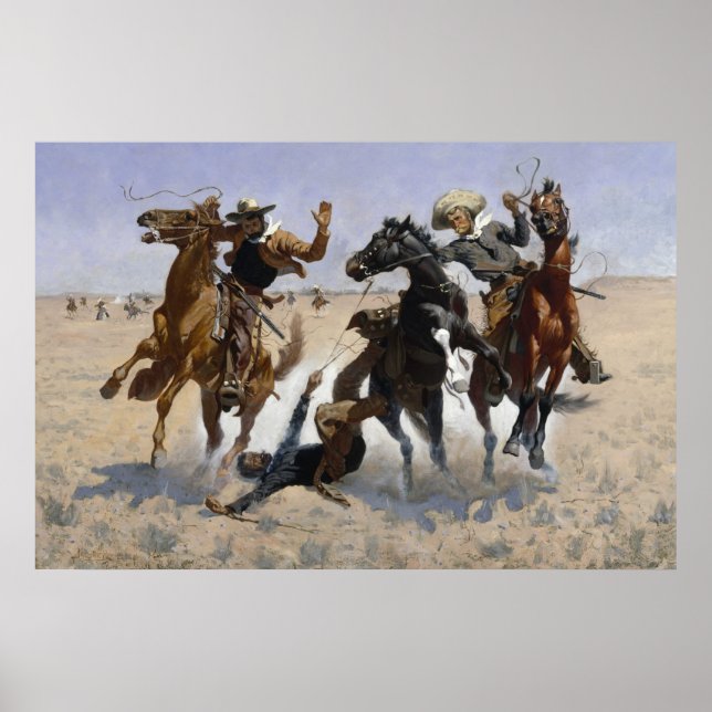 Hilfe für einen Kameraden von Frederic Remington Poster (Vorne)