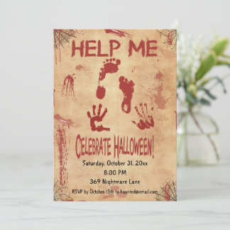 HILFE MIR Bluttatze & Handabdruck Halloween Einladung