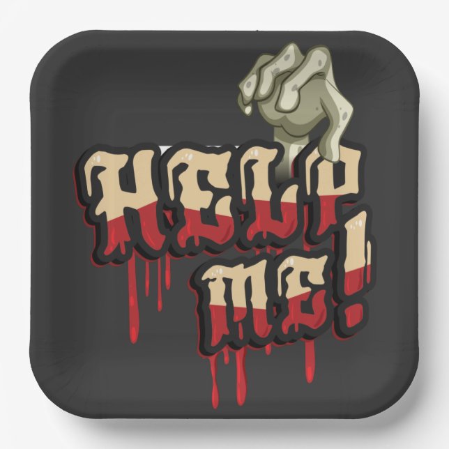 Hilfe mit Zombie Hand Pappteller (Vorderseite)