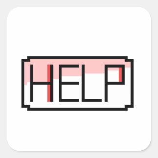 Hilfe! Retro-RPG-Chat-Box-Pixel-Design Quadratischer Aufkleber