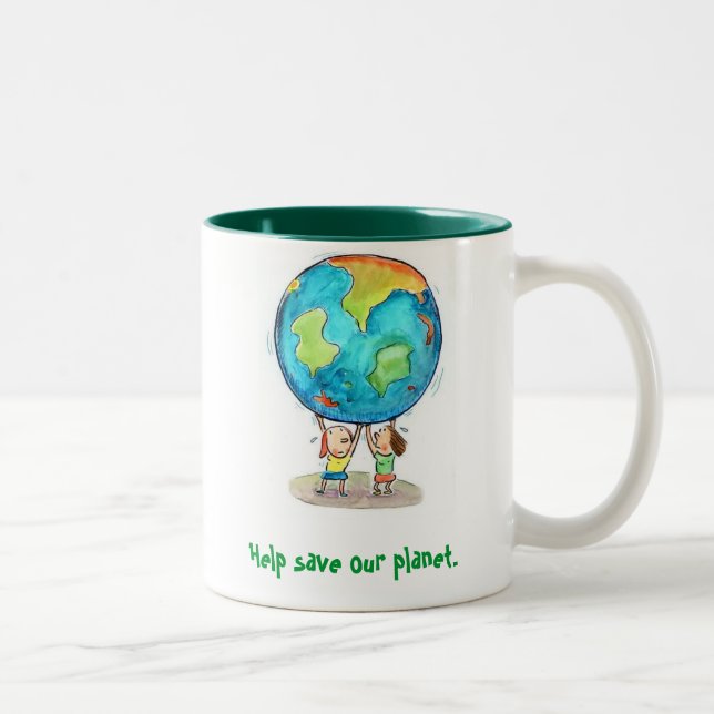 Hilfe retten unseren Planeten. Tasse (Rechts)