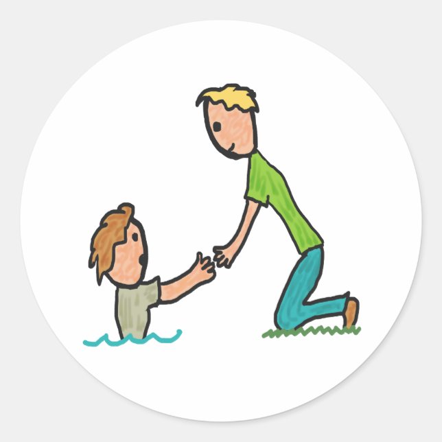 Hilfe Runder Aufkleber (Vorderseite)