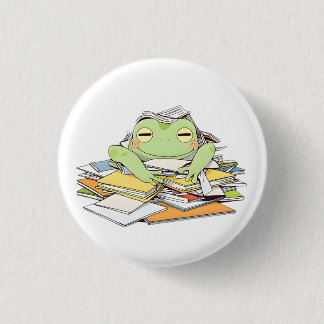 Hilfe senden Frösche in Papierkram begraben Kawaii Button