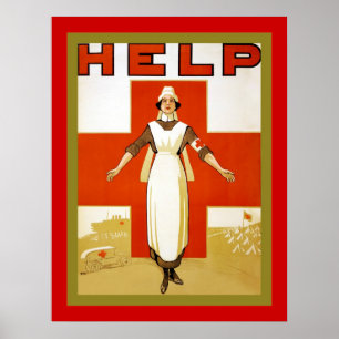 Hilfe ~ Vintage Krankenschwester ~ Erster Weltkrie Poster