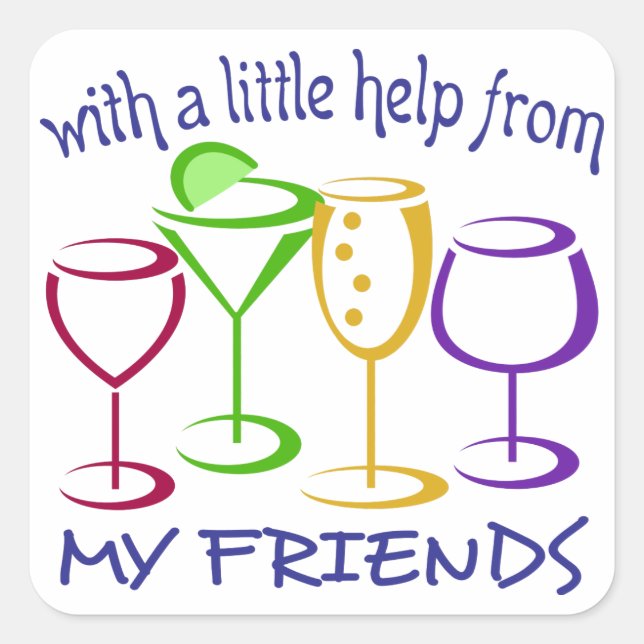 Hilfe von meinen Freunden Quadratischer Aufkleber (Vorderseite)