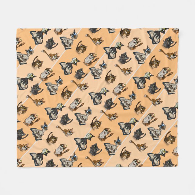 Hilfreiche Studie Cats Gelbes Fleece Blanket (Vorderseite (Horizontal))