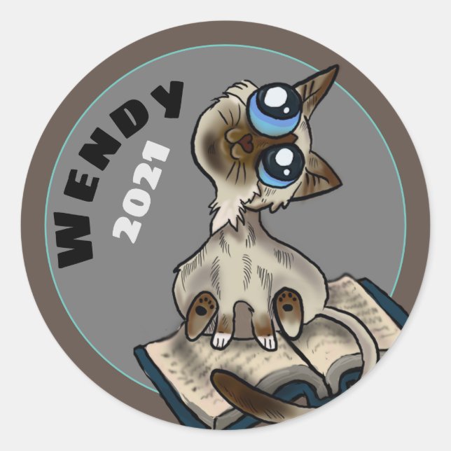 Hilfreiche Studie Katzenmassgeschneidert Runder Aufkleber (Vorderseite)