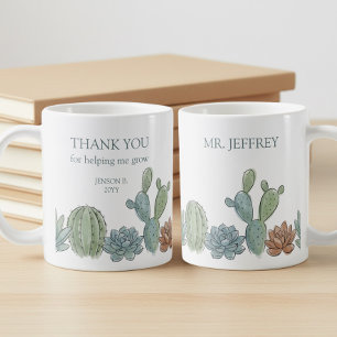 Hilft mir, Aquarell-Sukkulenten-Lehrer zu wachsen Kaffeetasse