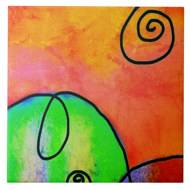 Hill Abstrakte digitale Malerei Fliese (Vorderseite)